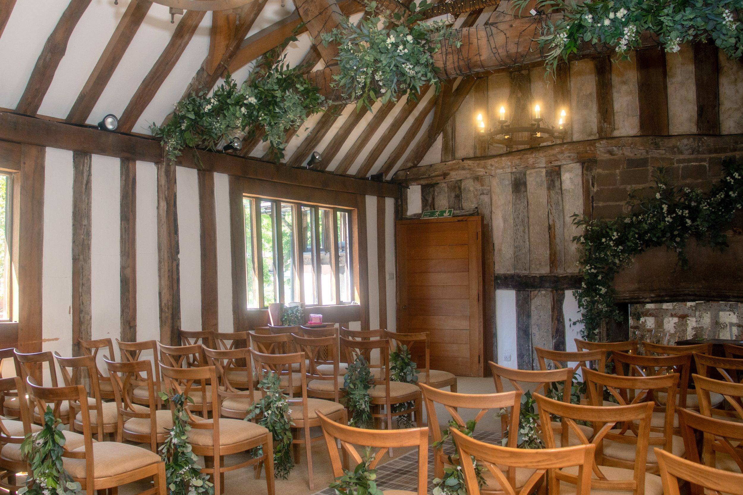 The ceremony room set out with chairs before the guests arrive