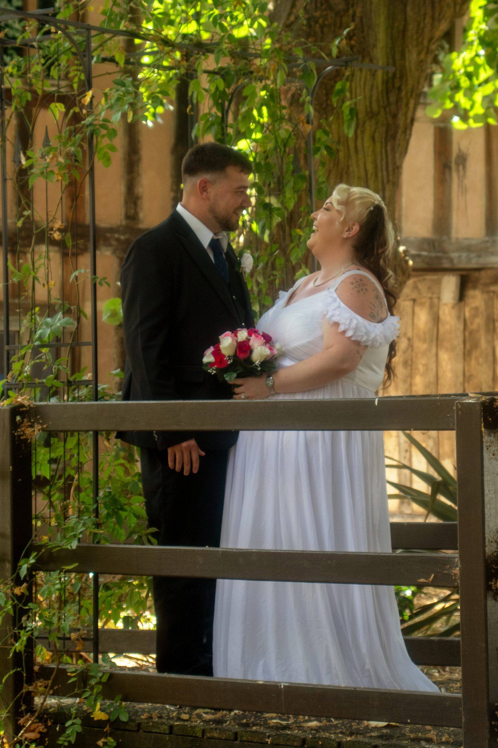 Stephen and Lauren together outside in the greenery